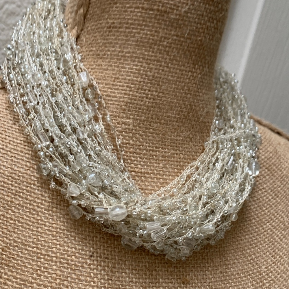 Multi Strand Crystal Beaded Statement Necklace - image 3